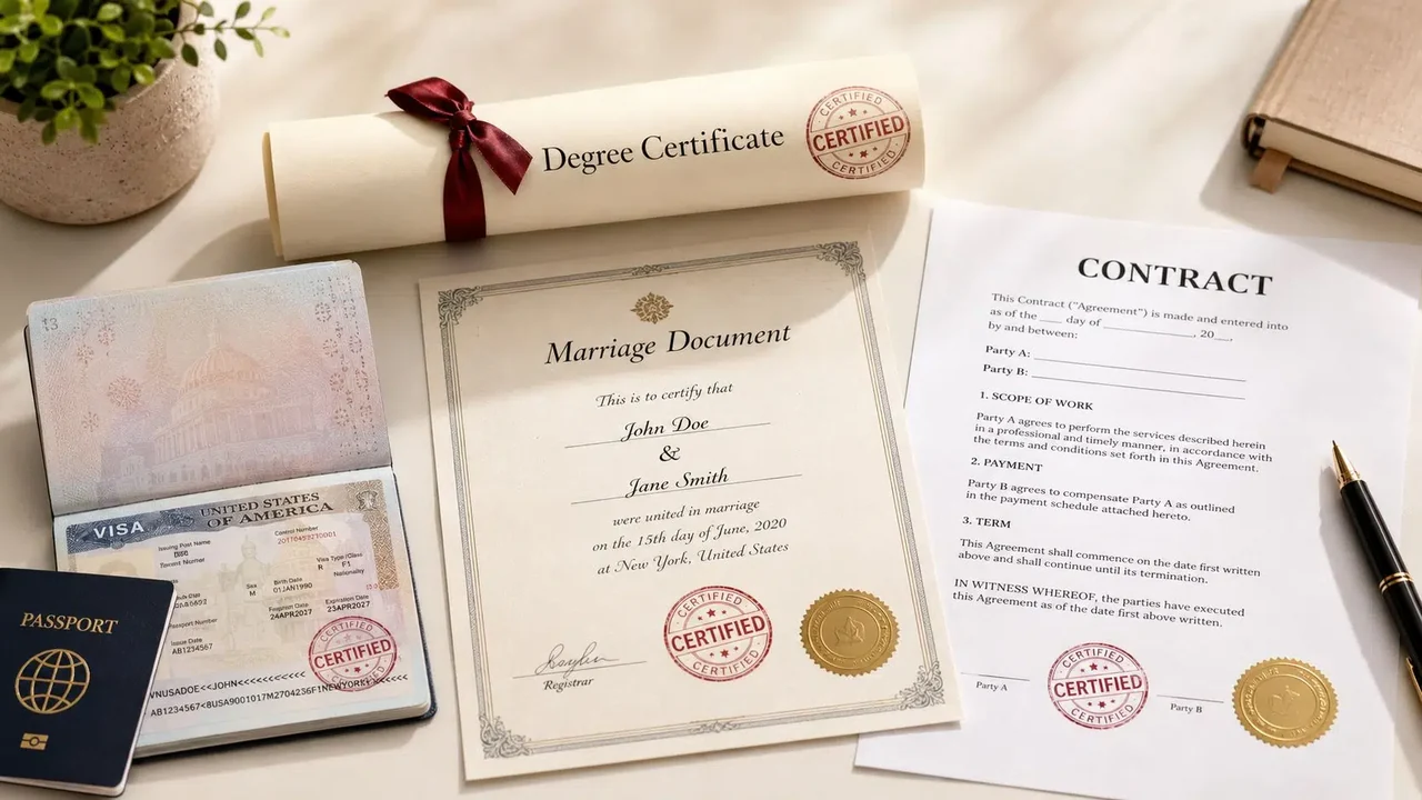 Certified legal document set accompanying translation services Certified legal document set accompanying translation services