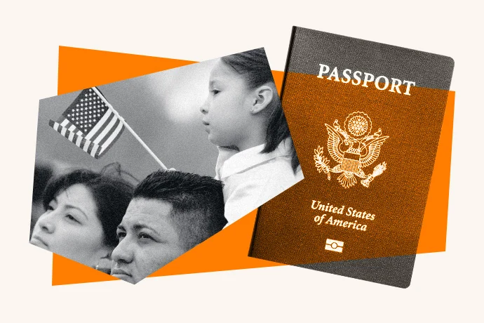 Passport and identity collage accompanying immigration translation services