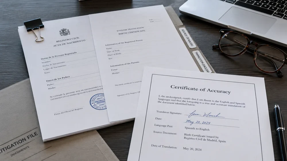 Certificate of accuracy accompanying document translation services Certificate of accuracy accompanying document translation services